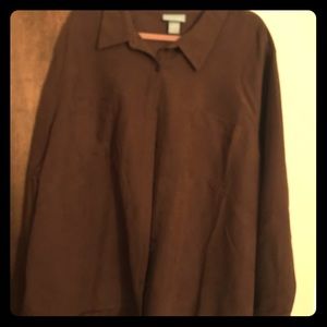 Brown faux suede blouse 4x